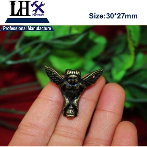 P0YP84 4pcs/lot Antique Zinc Alloy Little Angel Jewelry Gift Box Wood Case Furniture Decorative Feet Leg Corner Protector