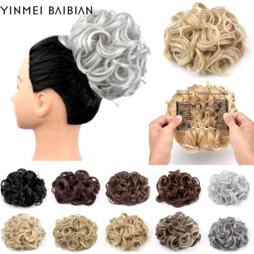 Yinmei Baibian Messy Hair Bun Curly Chignon Hair Bun Synthetic Hairpiece For Women Hair Combs Clip in Hair Extension Updo