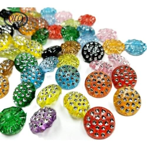 HL 30pcs 13mm Mixed Color With Rhinestone Acrylic Buttons Shirt Sweater Apparel Sewing Accessories DIY Crafts