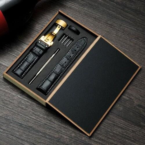 Waterproof Cowhide Wristwatch Bands For Men Women Watches Straps 12 13 14 15 16 17mm with Wooden Box Watch Accessories