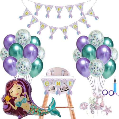 Mermaid Party Foil Latex Balloon Kids Birthday Supplies Decorations Baby Shower Confetti Balloons Helium Globos Under Sea