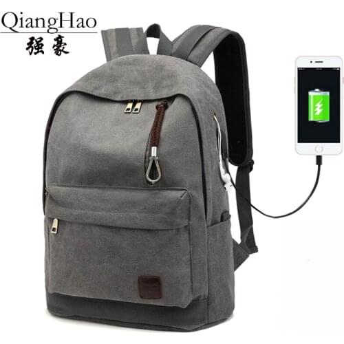 2021 New Canvas Backpack Anti-theft College Students School Backpack USB Charging Design Bags for Teenager Travel Backpack