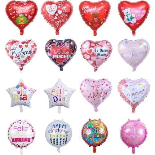 10pcs/lot 18inch Spanish Heart Balloons Wedding Valentines Days I Love You Aluminium Foil Helium Globos Wedding Decor Globos