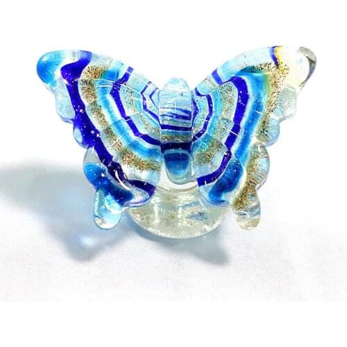 Blue Murano Glass Butterfly Figurine Beautiful Gold Foil Cute Mini Insect Animal Ornament Creative Home Table Decor Accessories
