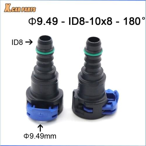 2PCS 9.49mm ID8 10x8 180 degree SAE 3/8 Fuel Pipe Joint Fuel Line Quick Connector Female Fittings For American Car High Qulaity
