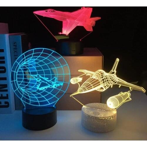 Unique 3D Effect Time Airplane Shape LED Night Lamp with USB Table Lamp for Kids Bedroom Decoration Aircraft Bulbing Lamp