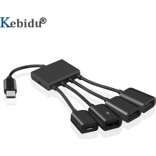 Kebidu Multiple OTG 4 Port Type-C USB Power Charging Hub Cable Connector Adapter USB C Hub USB 3.1 to 4 USB 2.0 Port HUB