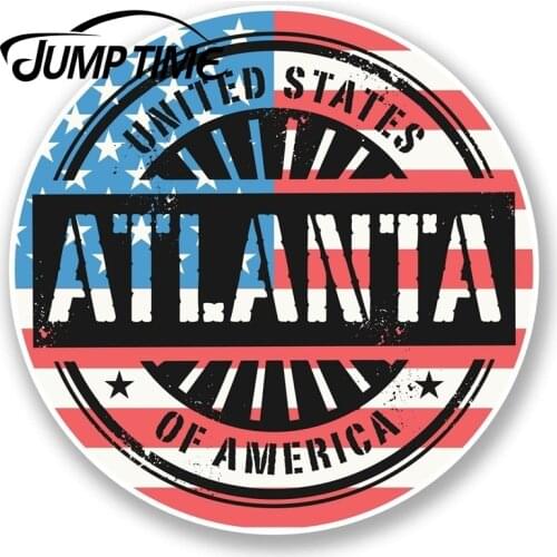 Jump Time for Atlanta Georgia USA Vinyl Sticker Travel Luggage Flag Laptop Map Decal Rear Windshield Waterproof Car Accessories