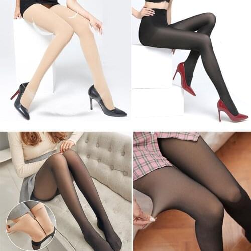 Female Stockings Winter Warm Slim Tights Elastic Black Imitation Skin High Elastic Waist Female Thermal Stretchy Sexy Pantyhose