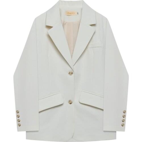 Smoky Grey Women Long Sleeve Single Breasted Pocket Chic Blazers Office Lady Professional Suit Casual Coat 2021 Autumn