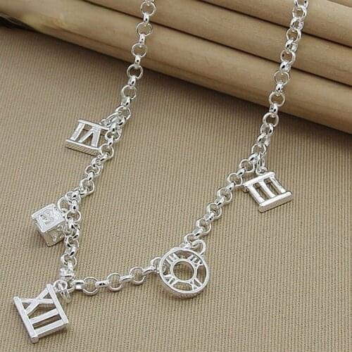 925 Sterling Silver Five Roman Numerals Pendant Necklace For Women Engagement Wedding Fashion Charm Jewelry