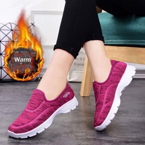 Winter Womens Sport Sneakers Plush Fur Casual Womens Platform Loafers Female Shoes Ladies Rubber Sole Warm Running Shoes