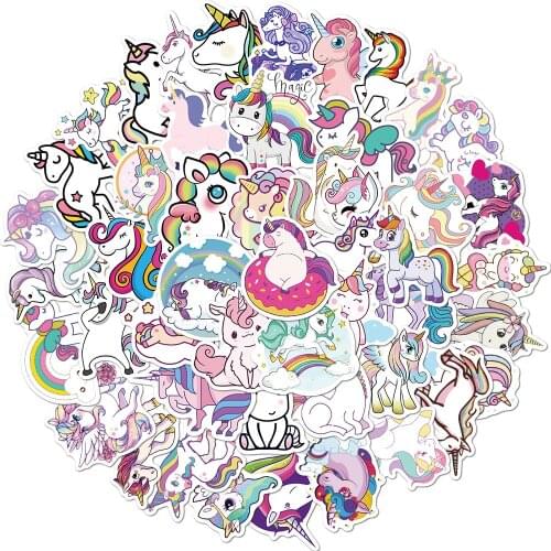 10/50Pcs Stickers for Unicorn Cartoon Animal Waterproof Cute Graffiti Sticker To DIY Luggage Bike Notebook Laptop Guitar Decals