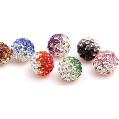 10mm 50pcs/lot mixed multicolor Gradient change Colorful necklace bracelet loose disco round diy crystal Beads s743