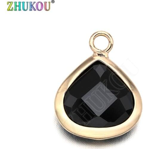 13*16mm Brass Cubic Zirconia Round Charms Pendants Diy Jewelry Findings, Mixed Color, Hole: 2.5mm, Model: VD368