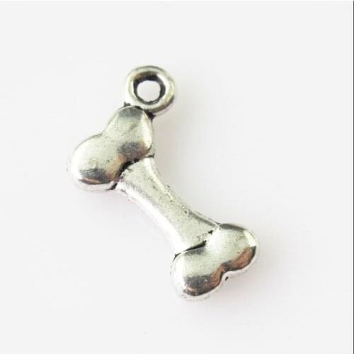 30Pcs Antiqued Silver Color Tiny Smooth Bone Charms Pendants 10.5x16.5mm