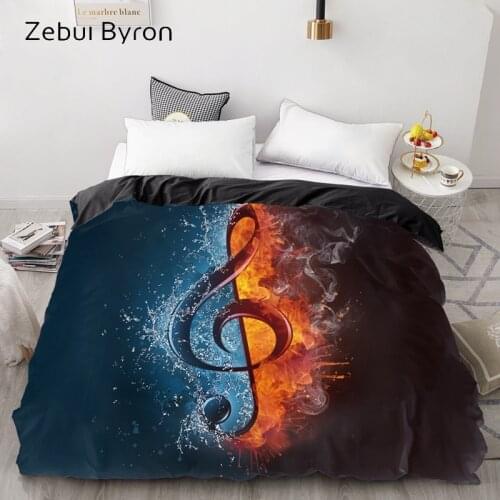 3D HD Digital Print Custom Duvet Cover,Comforter/Quilt/Blanket case Black Music Note,Bedding 220x240/200x200/Queen/King