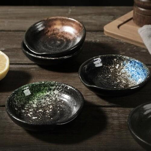 4pcs Ceramic Sauce Dish Round Seasoning Small Plate Butter Mustard Sushi Vinegar Soy Dishes Kitchen Tableware