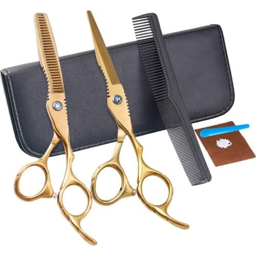 6 Inch Wholesale Golden Dresser Equipment Hair Cutting Thinning Scissor Shears Scissors Set Hair Professional