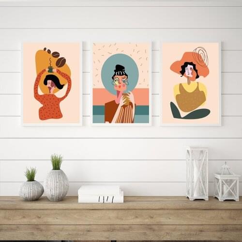 Abstract Wall Art Picture, Boho Prints Canvas Painting,Girl Casual Poster,Modern Colorful Home Decor