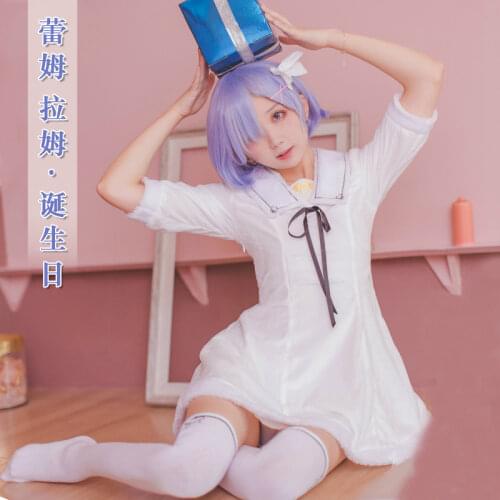 Anime Re Life In A Different World From Zero Cosplay Costume Ram Rem Dress Set With Headwear Cosplay Lolita Rem Ram Cos Emiria
