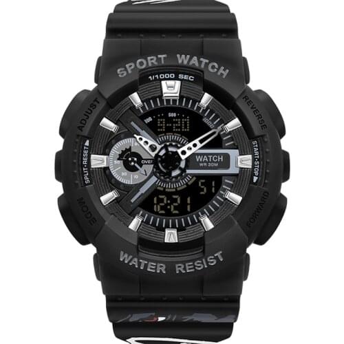 SANDA 30M Waterproof Sports Watches Mens Digital Quartz Dual Display Watch Fashion Luxury male Chronograph Military Wristwatch