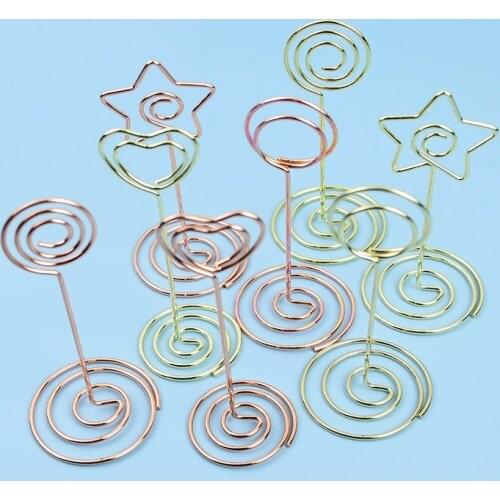 5pcs Rose Gold Table Number Holder Place Card Holder Stands Menu Clips Picture Note Photo Holder Wedding Desktop Decoration