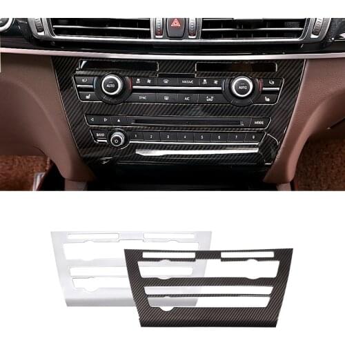 For BMW X5 X6 F15 F16 Car Carbon Fiber Texture Interior Center Control Air Condition Panel Volume Switch Frame Cover Trim
