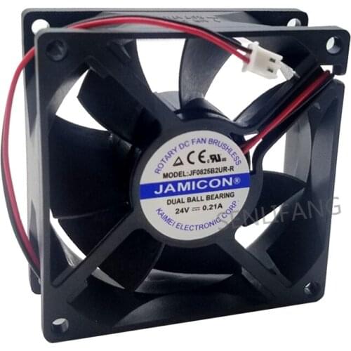 For JAMICON JF0825B2UR-R DC 24V 0.21A 2-Wire 80x80x25mm Server Cooler Fan