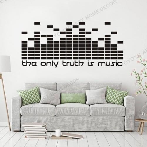 The Only Truth Is Music Wall Decals Quotes Music Design Wall Mural Equalizer Studio DIY Wall Decoration PVC Wall Stickers rb577