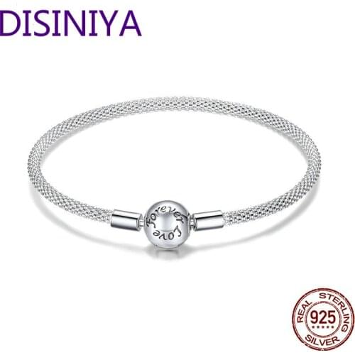 Classic100% 925 Sterling Silver Snake Chain Love Forever Love Women Jewelry Bracelets Sterling Silver 17 Cm 19 Cm SSCB90105