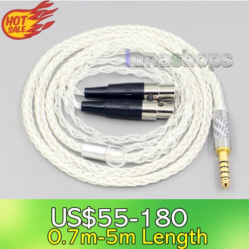 LN006452 99% Pure Silver 8 Core 2.5mm 4.4mm 3.5mm XLR Headphone Earphone Cable For Audeze LCD-3 LCD-2 LCD-X LCD-XC 4z MX4 GX