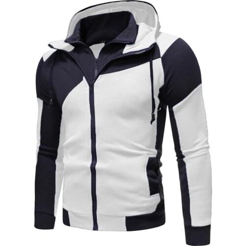 Mens Spliced Jacket Mountaineering Jacket Waterproof Outdoor Zipper Jacket with Hood Sports Windbreaker Jacket