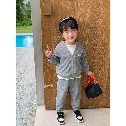 Soft Spring Autumn Childrens Clothes Suit Boys Coat + Pants 2pcs/Set Kids Teenage Top School Beach Boy Clothing High Quality