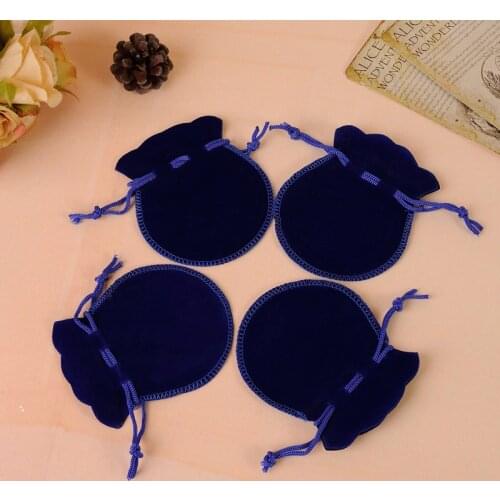 Wholesale Cheap Sale 50pcs/lot 7x9cm Blue Jewelry Bags And Packaging Velvet Drawstring Bag Shrink Wrap Drawstring Bags