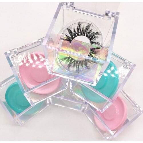 Wholesale Clear Case Crystal Empty Square Eyelash Packaging Box with Tray Custom Logo Transparent Eyelashes Storage Case