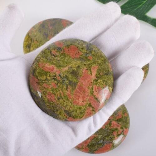 6.5 cm Palm Stone Unakite Chakra Decor Feng shui Natural Crystal Mineral Quartz Meditation Spiritual Reiki Healing Energy Stone