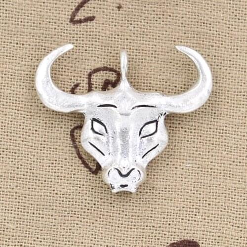 3pcs Charms Bull Ox 33x28mm Antique Silver Color Pendants DIY Crafts Making Findings Handmade Tibetan Jewelry