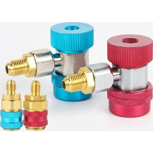 R134A 1/4 SAE copper quick coupler air conditioning refrigerant adapter fluoride adjustable fitting car air conditioning tools