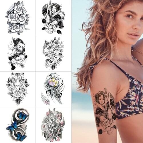 New Arm temporary tattoo sticker Flower tiger Ink sticker tattoos Woman retro body tattoo Arm temporary tattoo for men women