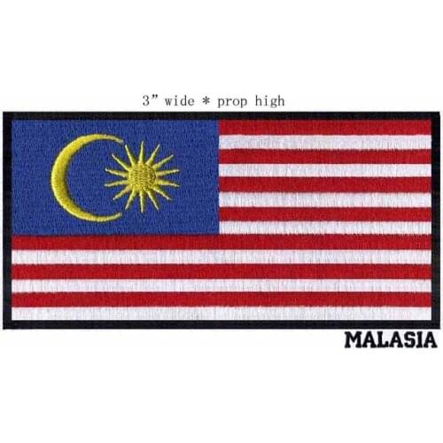 3" wide Malasia embroidery flag patch for red white stripes/armband/The sun and moon
