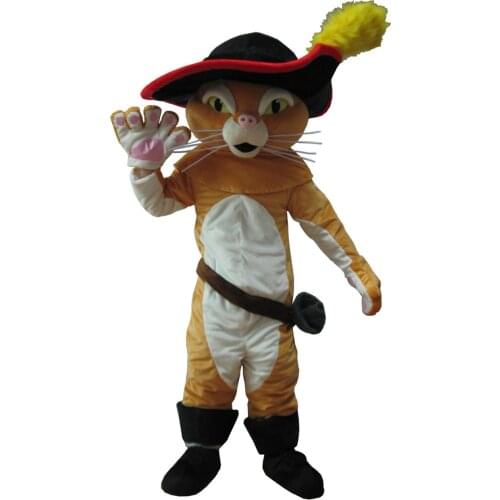 Adult Puss The Boots Cat Mascot Costume Party Costumes Carnival Costumes Fancy Dress Costumes Free Shipping