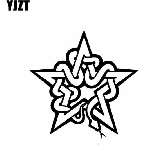 YJZT 14.4CM*14.4CM Snake Twine round The Pentagram Artistic Vinyl Decal Interesting Car Sticker Black/Silver C19-1024