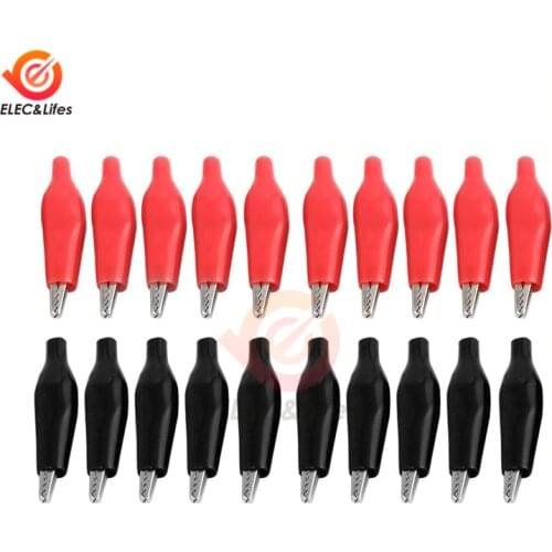 10Pairs/20Pcs Metal Alligator Clip P2001 Crocodile Electrical Clamp for Testing Probe Meter with Plastic Coated Boot