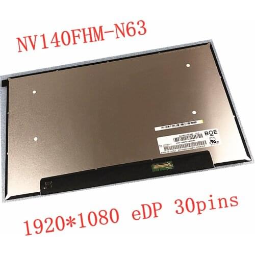 14.0-inch Laptop LCD Screen IPS display NV140FHM-N63 FHD 1920*1080 72% NTSC eDP 30 pins matrix panel replacement