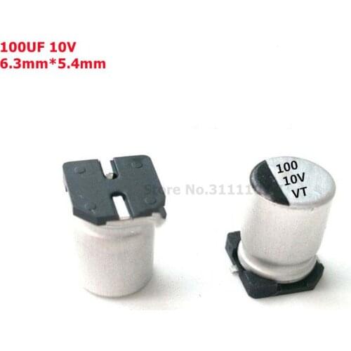 20PCS/LOT 100UF 10V 6.3mm*5.4mm SMD Electrolytic Capacitor 10v 100uf