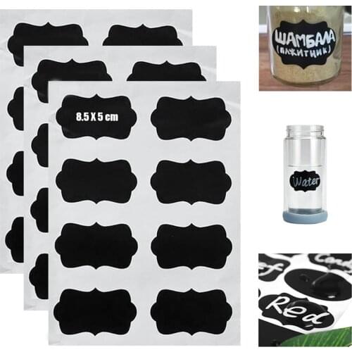 24pcs Reusable Chalkboard Blackboard Stickers Spice Sticker Craft Kitchen Jar Jam Label Tags Jars Stickers Labels Wall Sticker