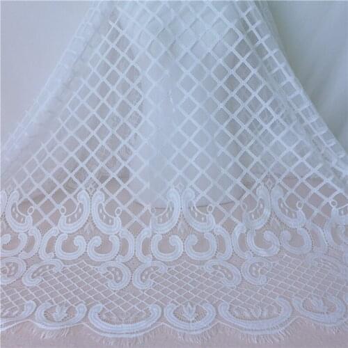 3 Meters 2019 Delicate Eyelash Lace Fabric White Grid Dress Fabric Scallop DIY Sewing Accessories New Arrival