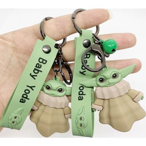 6pcs/Lot Star Wars Baby Yoda Keychains Monster Key Chains Stuffed Toy Mini Master Yoda Dolls Kawaii Anime Star Wisdom Master