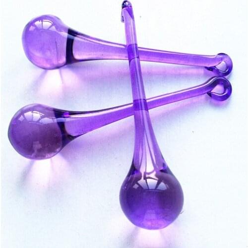 6pcs 20x80mm Purple Crystal Pendants for Chandelier Parts Lighting Hanging Drops DIY Living home Decoration(Free Rings)
